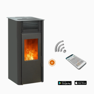 Luftdichter Pelletofen EMAFLAM REVA 9 kW Schwarz (inklusive WLAN-Box)